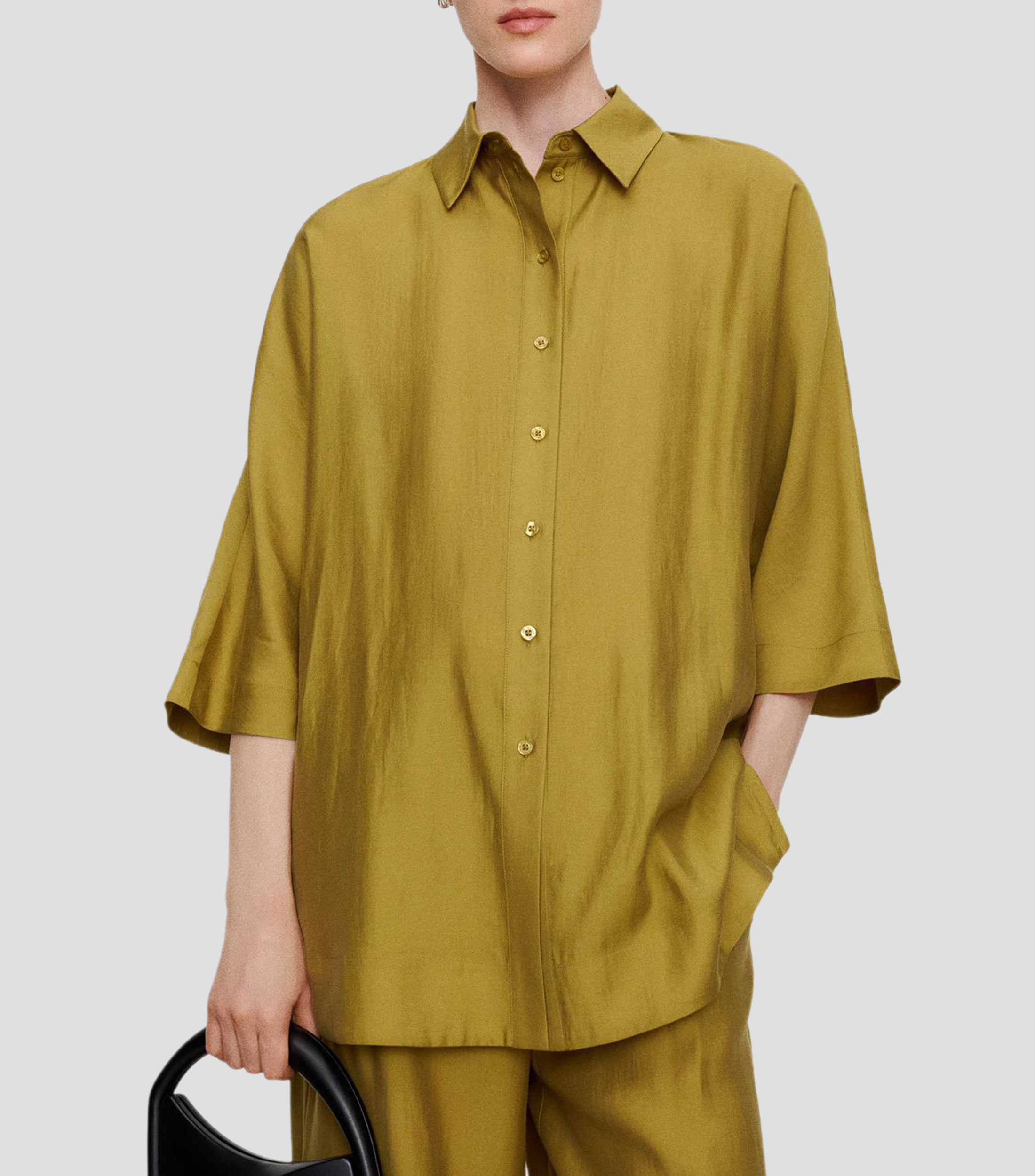 Camisa larga lisa manga 3/4 Mujer